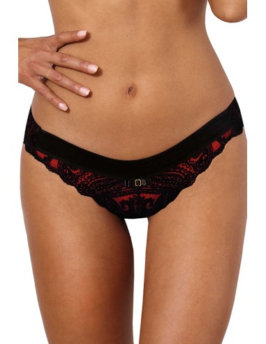 V-10048 Thong - Black and Red