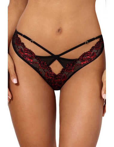 V-10028 Thong - Black and Red