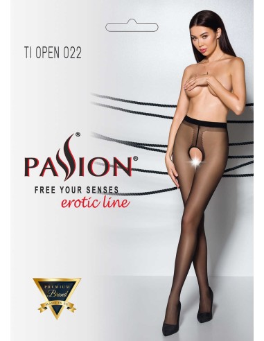 TIOPEN 022 Open panty 20 den - Zwart en rood