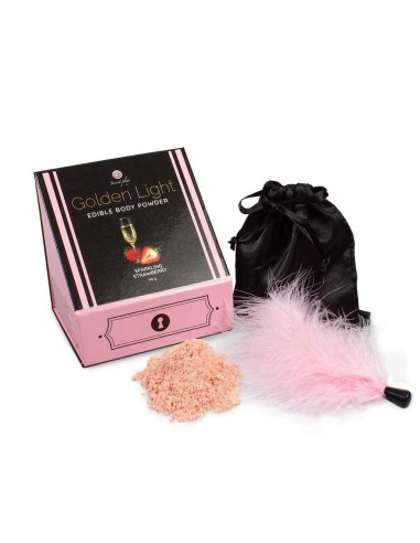 Edible powder sparkling wine strawberry and feather duster - Secret play