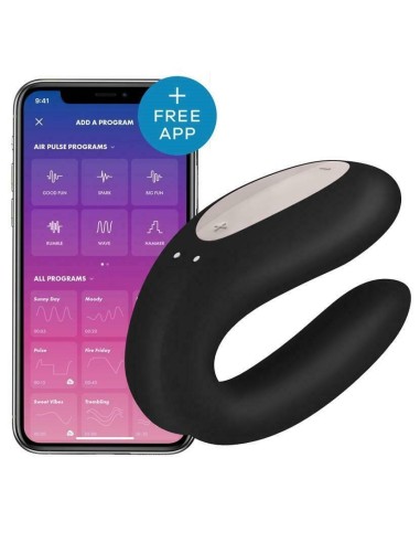 Estimulador conectado Satisfyer Double Joy para parejas - Negro