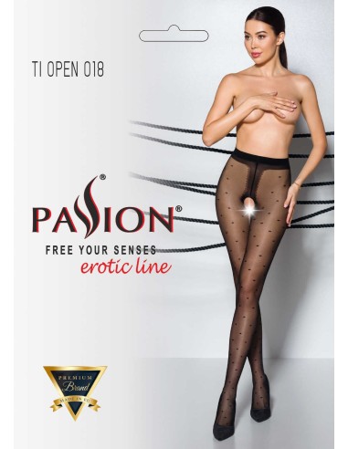 TIOPEN 018 Open panty 20 den - Zwart