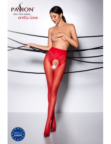 TI006R Collants ouverts 30 DEN - Rouge 