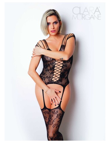 Number 10 bodystocking Clara Morgane - Black