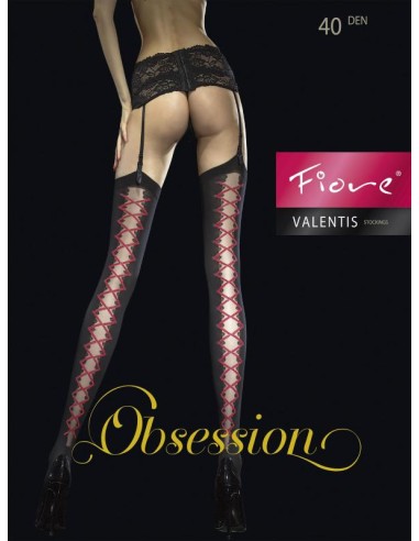 Valentis Stockings 40 DEN - Black and Red