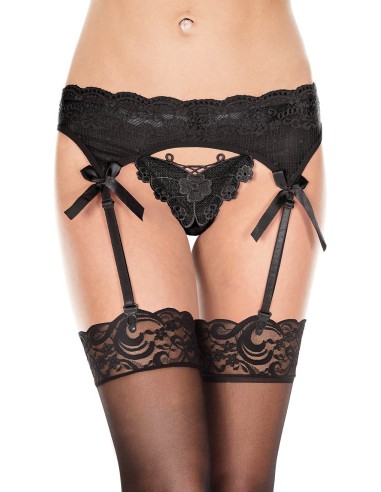 Liguero con tanga mariposa integrada - MH7736BLK