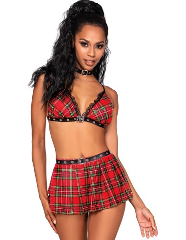 Schoolgirl costume with mini skirt and bra - DG12503COS