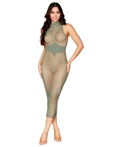 Vestido bodystocking de malla con diseño geométrico sin costuras - DG0489SAG