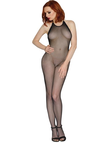 Bodystocking de rejilla negro sin espalda y entrepierna abierta - DG0017BLK