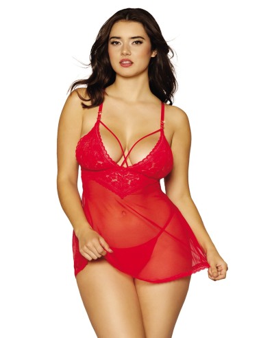 Camisón y tanga rojo - DG12701RED