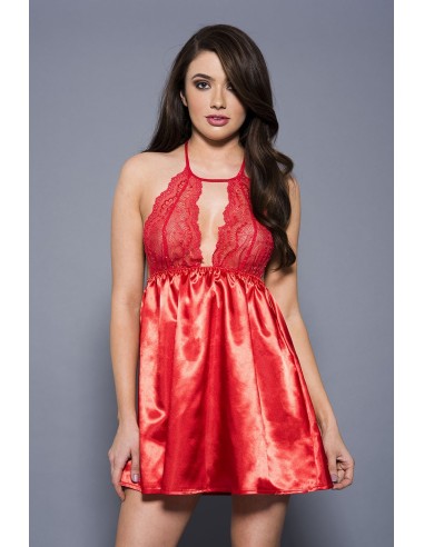 Burgundy satin and lace charmeuse nightie - ML60093RED