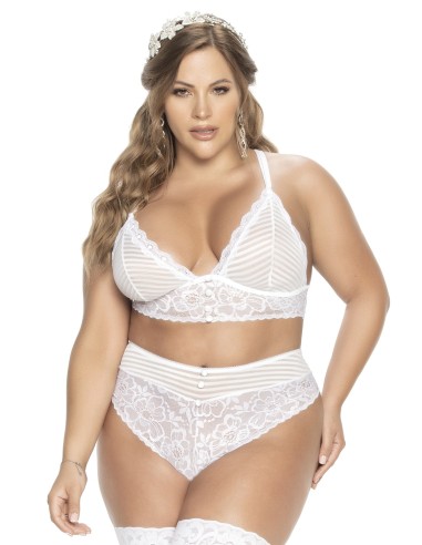 Soutien-gorge blanc et string grande taille - MAL8671XWHT