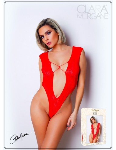 Rode bodysuit met diepe halslijn - Le Numéro 2 - Body Collection - CM98002