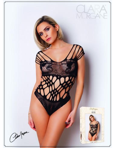 Black fishnet and strappy bodysuit - Le Numéro 1 - Body Collection - CM98001