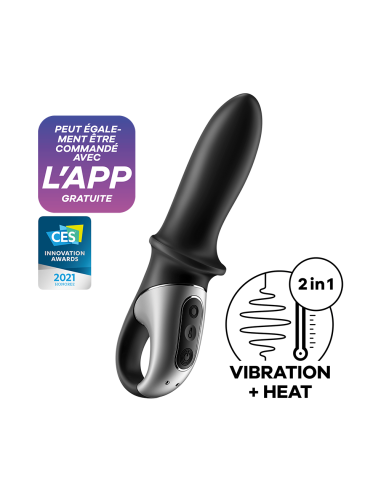 Vibrador negro USB, calentado y conectado Hot Passion Satisfyer - CC597790