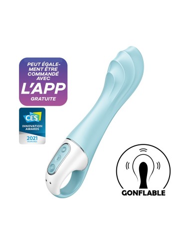 Blue connected inflating vibrator USB Air Pump Vibrator 5 Satisfyer - CC597802