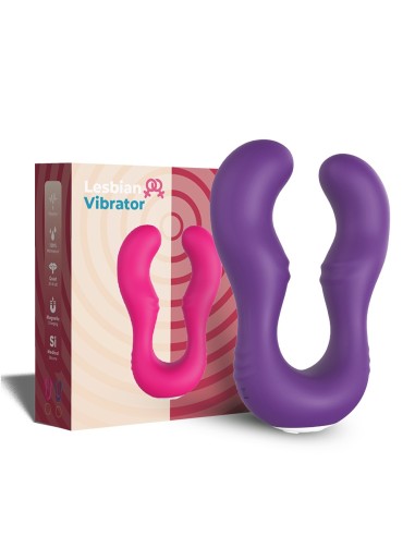 Paarse U-vormige vibrator G-spotstimulator met dubbele kop - USK-V07PUR