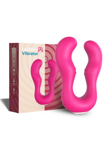 Roze U-vormige vibrator G-spotstimulator met dubbele kop - USK-V07PNK