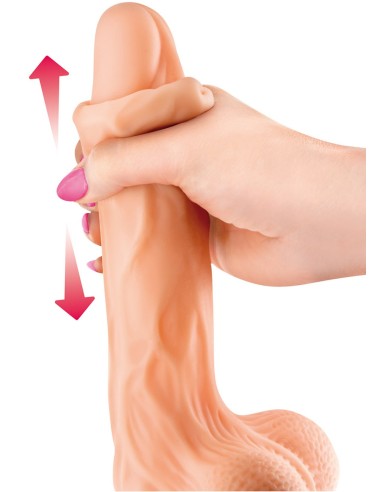 Realistische dildo geaderde zuignap heen en weer voorhuid testikels bewegende ballen 22cm - CC514107