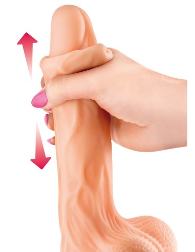 Realistische dildo geaderde zuignap heen en weer voorhuid testikels bewegende ballen 20 cm - CC514106