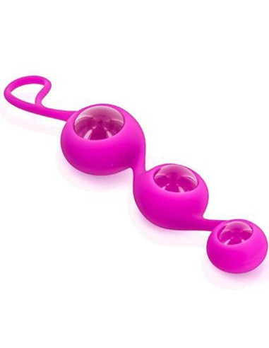 Triple pink glass and silicone Geisha balls - CC571002