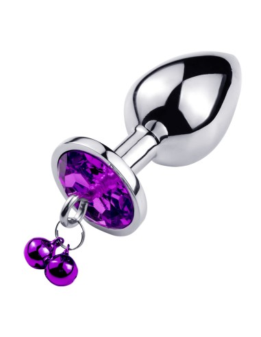 Purple aluminum jewel plug with bells Size S - RY-001-A-ZB