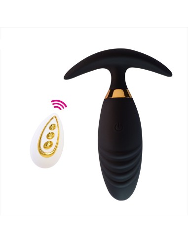 Vibrating anal plug with remote control -TOD-064BLK