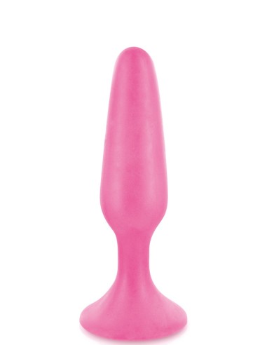 Korte roze anaalplug met zuignap en brede basis - CC5700401050