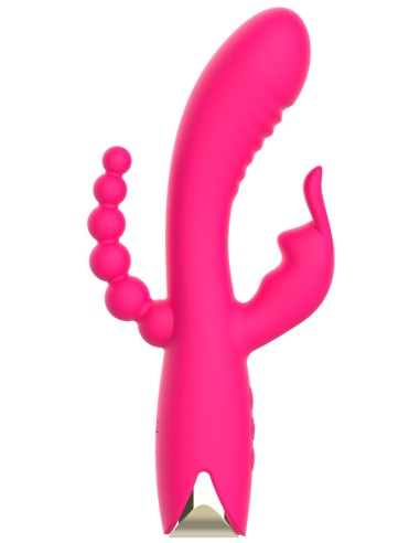 Zeer krachtige roze USB-vibrator met drievoudige stimulatie - WS-NV062PNK