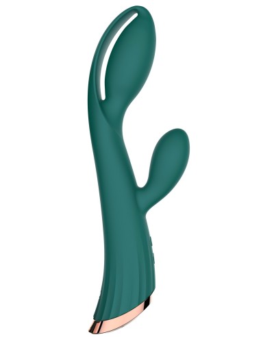 Vibrador verde con estimulador de clítoris USB LRIS - LRISGREEN