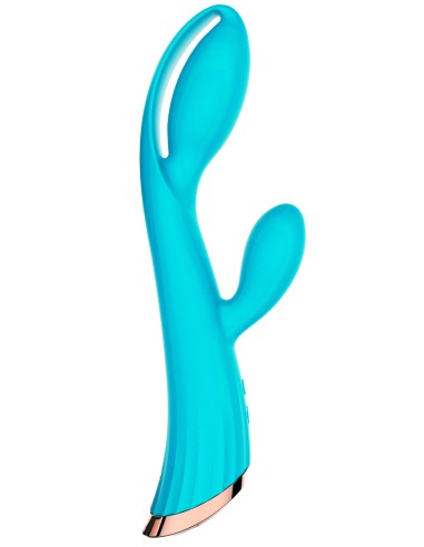 Vibrador azul con estimulador de clítoris LRIS USB - LRISBLUE