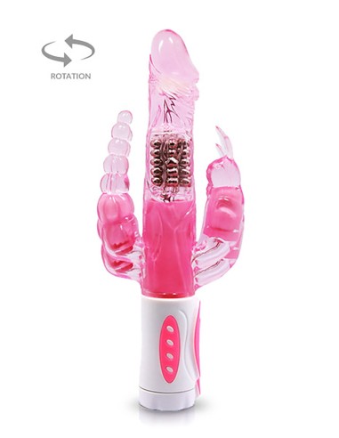 Drievoudige stimulatie roterende konijnenvibrator - CC530136