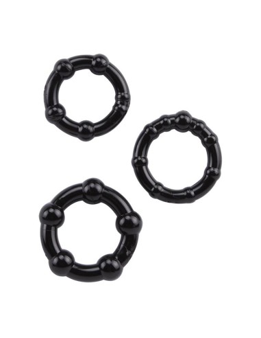 Pack 3 cockring negro con bolas - COR005BLK