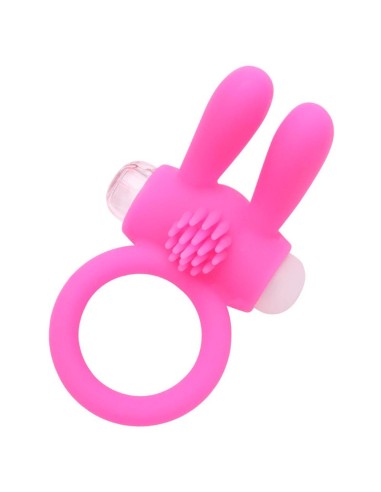 Anneau vibrant silicone rose avec oreilles de lapin - COR-003PNK