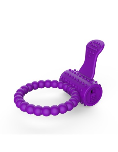 Anillo vibrador de silicona morado con lengüeta picot - COR-018PUR