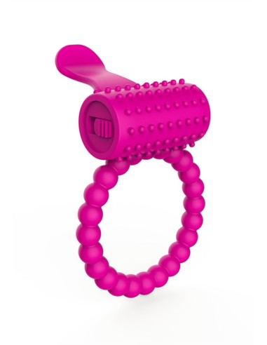 Fuschia vibrating silicone ring with picot tongue - COR-018PNK