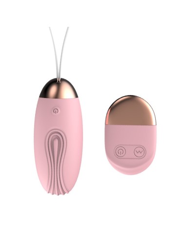 USB Pink Grooved Vibrating Egg with Remote Control - TOD-008PNK