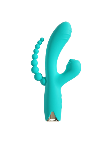 Snappy Bunny turquoise USB drievoudige stimulatievibrator - WS-NV062CTUR