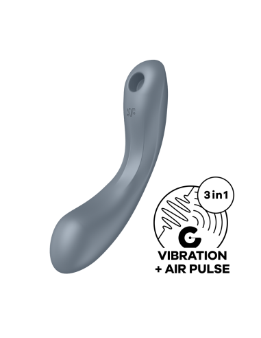 Estimulador de clítoris de aire pulsado 2 en 1 y vibrador de punto G Curvy Trinity 1 Gris Satisfyer - CC597819