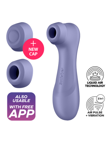 Estimulador de clítoris 2 puntas Connected con tecnología Liquid air Pro 2 Generación 3 morado USB Satisfyer - CC597815