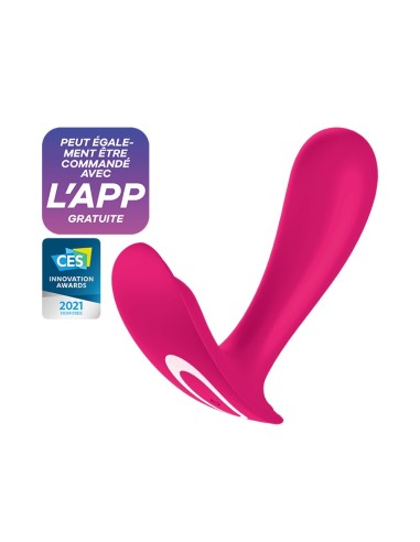 Vibrador 2 en 1 y estimulador de clítoris rosa conectados Top Secret Satisfyer - CC597753