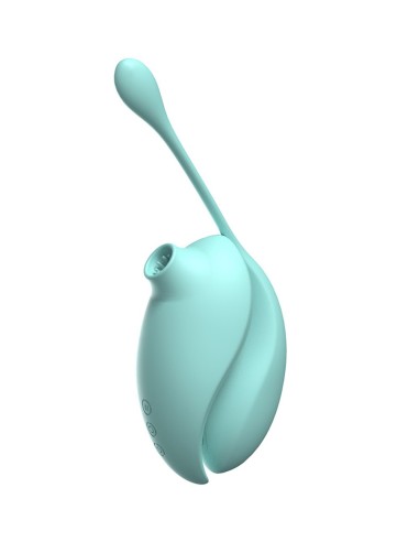 2in1 Clitoral stimulator with suction pins with its turquoise remote vibrating egg - 0-B0009TUR