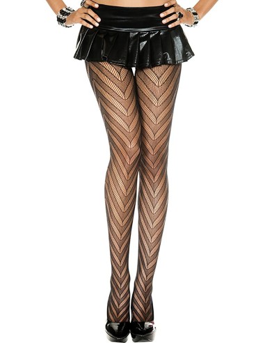 Black fishnet tights with zig zag design - MH5099BLK