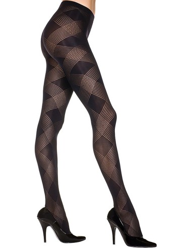 Transparante zwarte panty met diamanten - MH7235BLK