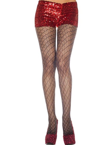 Black nylon tights with geometric patterns - MH50419BLK