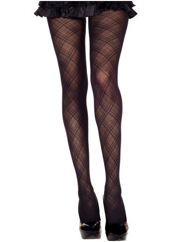 Fancy black nylon tights with crossing lines - MH7137BLK