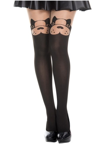 Semi opaque tights with fancy dog head - MH7159BBE