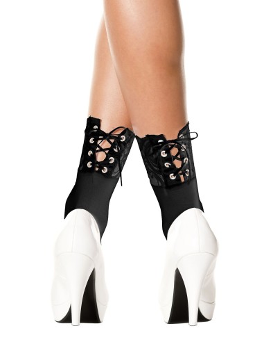 Black socks with lace at the front and laced at the back - MH548BLK