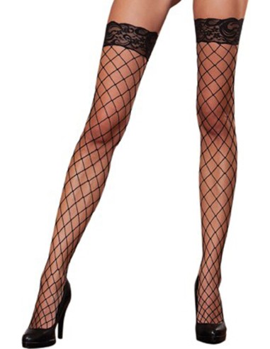 Self-fixing black mesh stockings - DG0115BLK