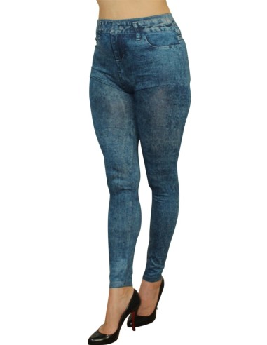 Blue washed denim effect leggings - FD1016